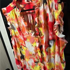 DKNY Colorful Ruffle Blouse